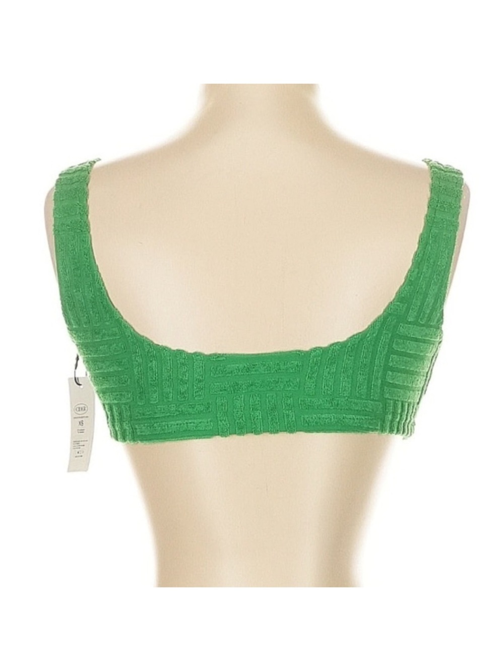 Cider Green Terry Cloth Crop XS Textured Sleeveless Summer Bralette Style NWT - Picture 3 of 7